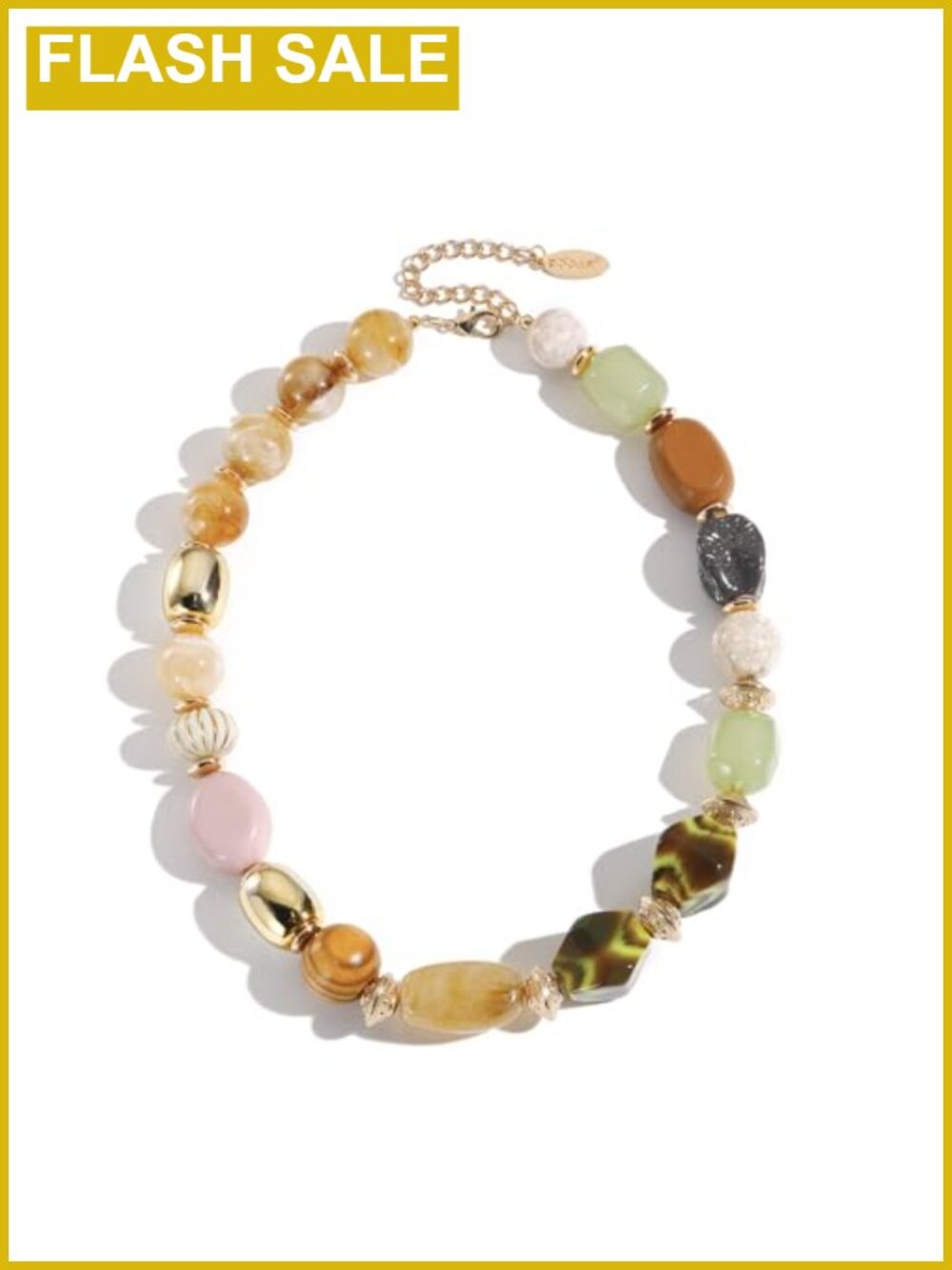 Bohemian Beaded Strand Necklace Acrylic Resin Lobster Clasp Women's